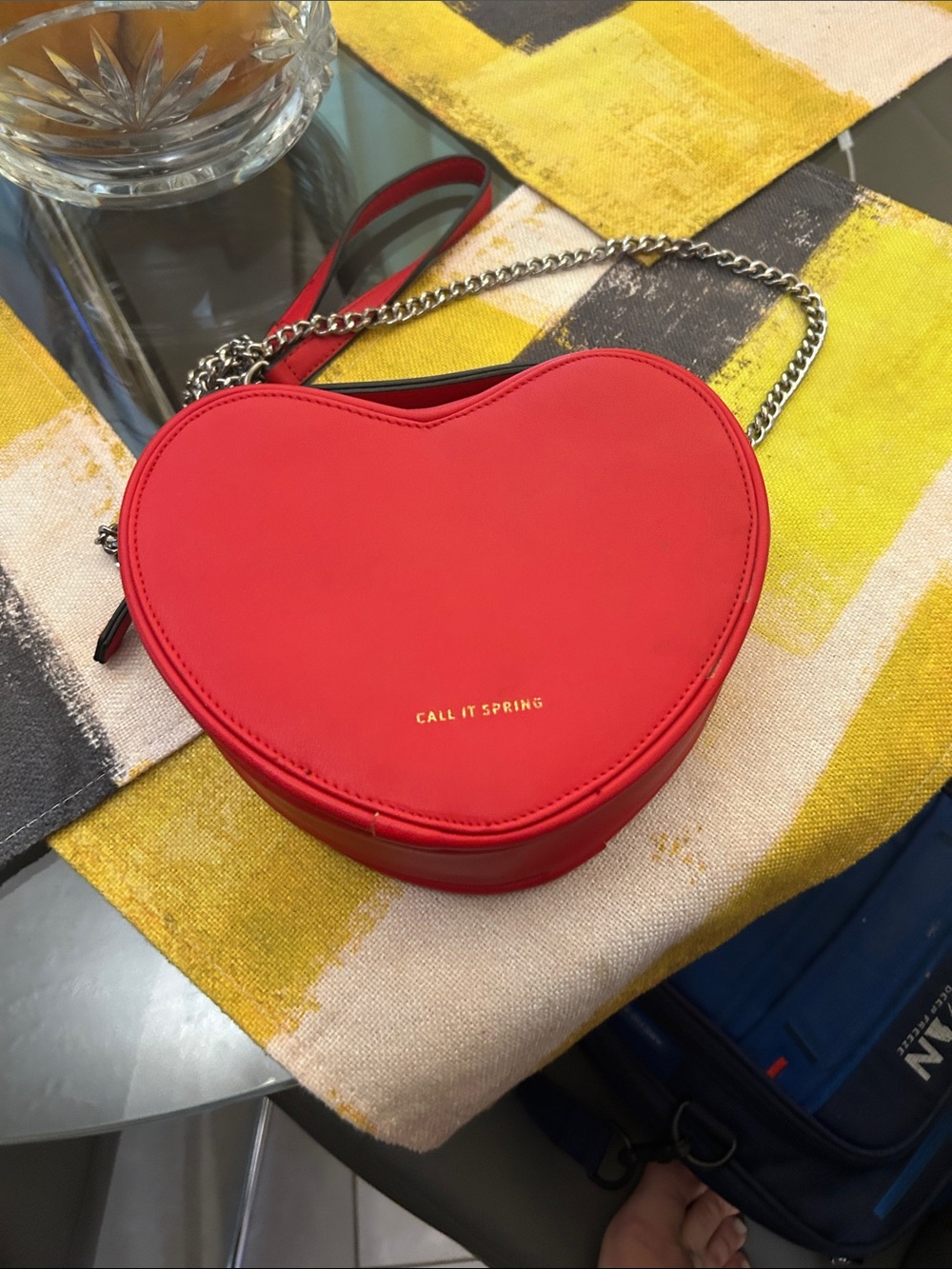 Call It Spring Red Heart Crossbody with Gold Chain